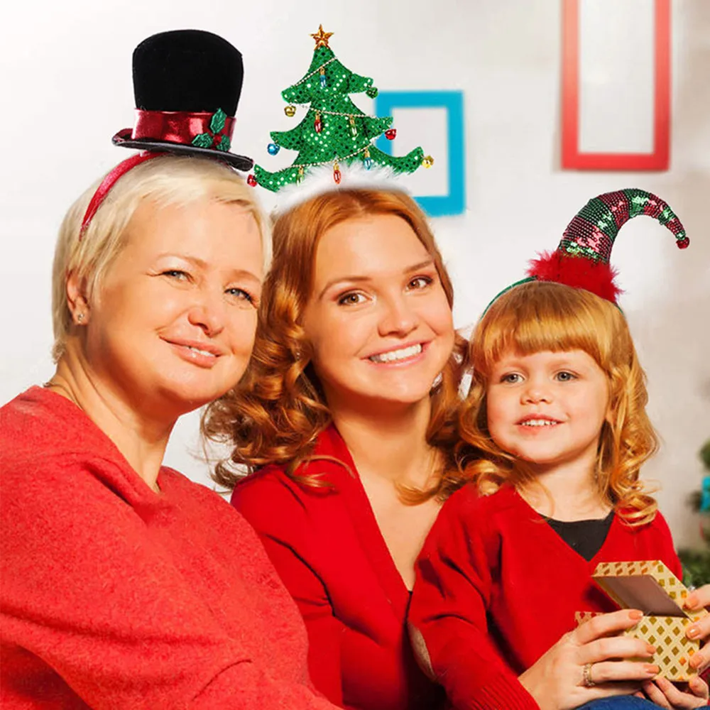 Повязка на голову с блестками для девочек повязка в виде рождественской елки