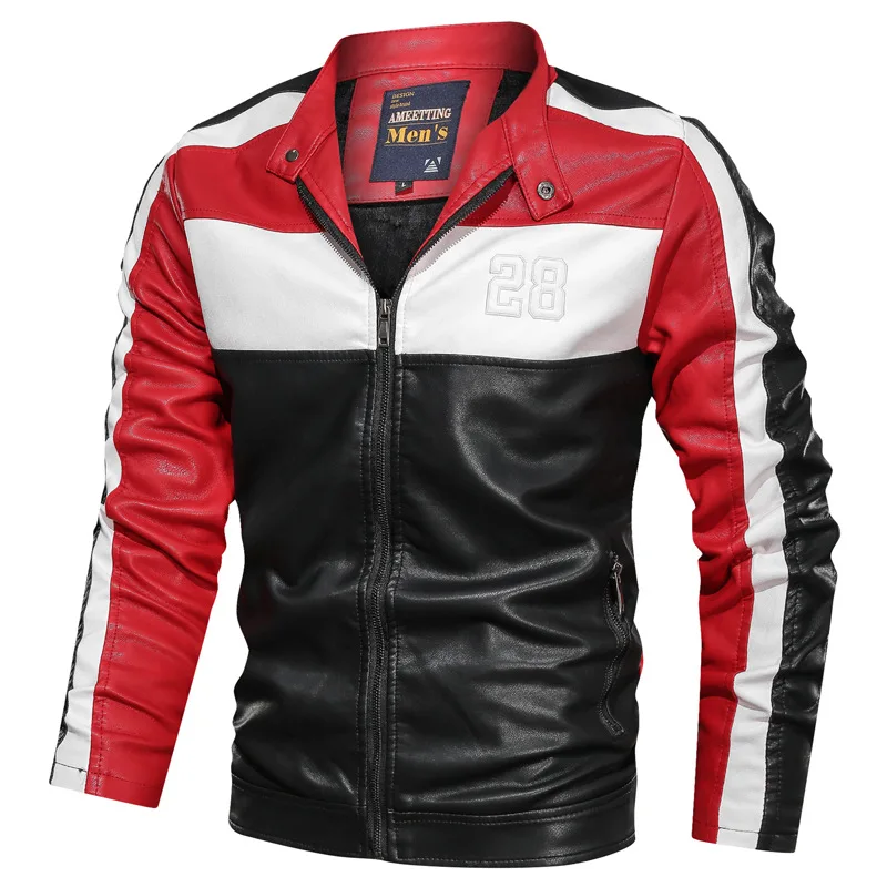 

Pop Men Leather Jacket Autumn Winter Fashion Men Vintage killer leisure Motorcycle Coat PU Bomber Jacket Faux Leather Fit simple