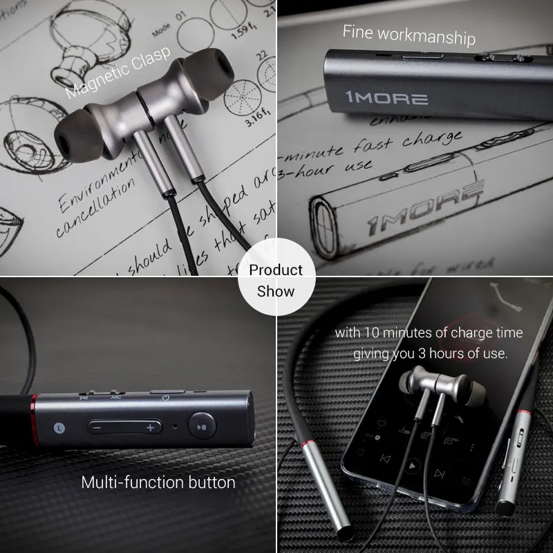 Наушники вкладыши 1more E1004BA с двойным драйвером BT ANC Bluetooth Hi Fi IEM поддержка