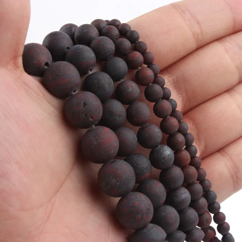 

Natural Matte Minerals Stone 4-12mm Dark Red Flower Jaspers Round Bulk Beadings for Jewelry Making DIY Bracelet Necklace 15''