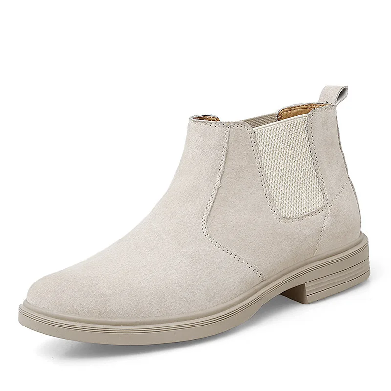 

High End Men Leather Casual Shoes Chelsea Boots Autumn Winter New Designer Fashion Slip-on Large Size Man Genuine Leather Shoes