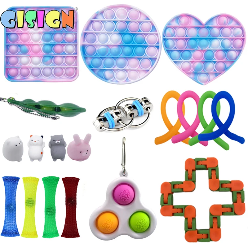 

Fidget Sensory Toy Set Stress Relief Toys Autism Anxiety Relief Stress Pop Bubble Fidget Sensory Toy For Kids Adults