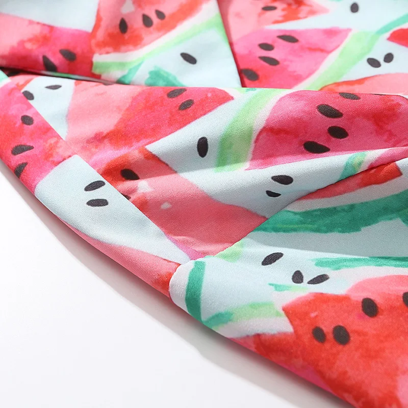 

Bonita Vida Watermelon Print Casual Button Down Shirts Summer Fashion Hawaiian Hip Hop Streetwear Short Sleeve Beach Shirts Tops