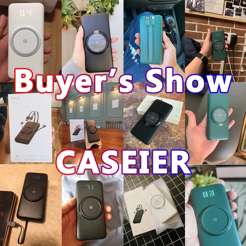 CASEIER Power Bank 20000 мАч беспроводной портативный внешний аккумулятор 4 кабеля 10000 банки