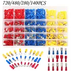 Изолированный соединитель кабеля, 140480720 шт., для электрических проводов, в ассортименте, обжимные лопаты, набор вилок, кольцевых наконечников, скрученные клеммы