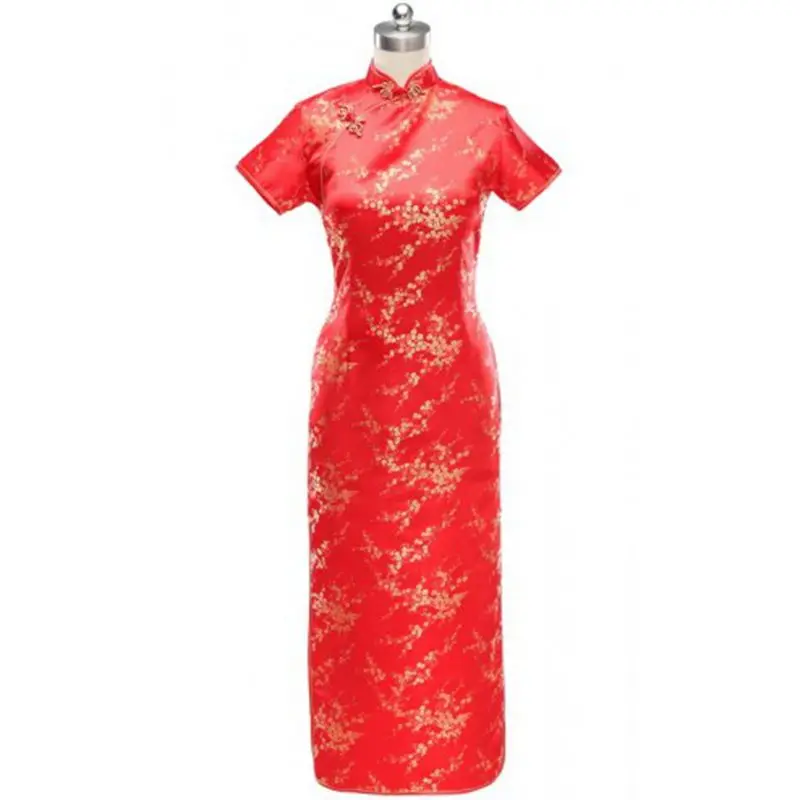 

Модное красное вечернее платье-Ципао, китайское атласное женское платье, новинка, женская одежда, элегантный женский длинный Ципао, женское...