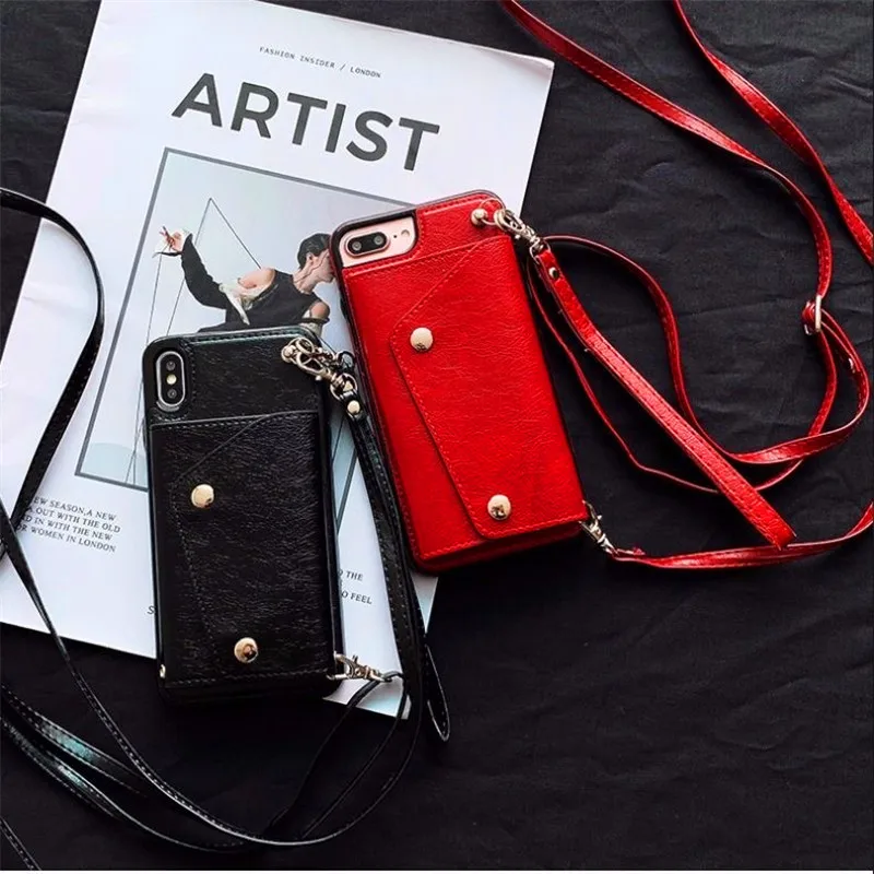 

Wallet-style Mobile Phone Case Bag IPhone11pro Card Leather Messenger Rope Suitable for IPhone X XR XS Max Phone Case Handbag