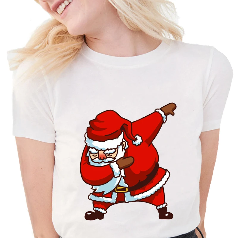 Женская хлопковая Футболка с принтом деда мороза коротким рукавом | одежда