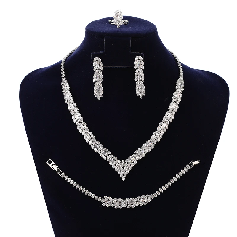 

Jewelry Set HADIYANA Gorgeous Vintage Ladies Wedding Party Engagement Necklace Earrings Ring Bracelet Set BN7940 Collane Donna