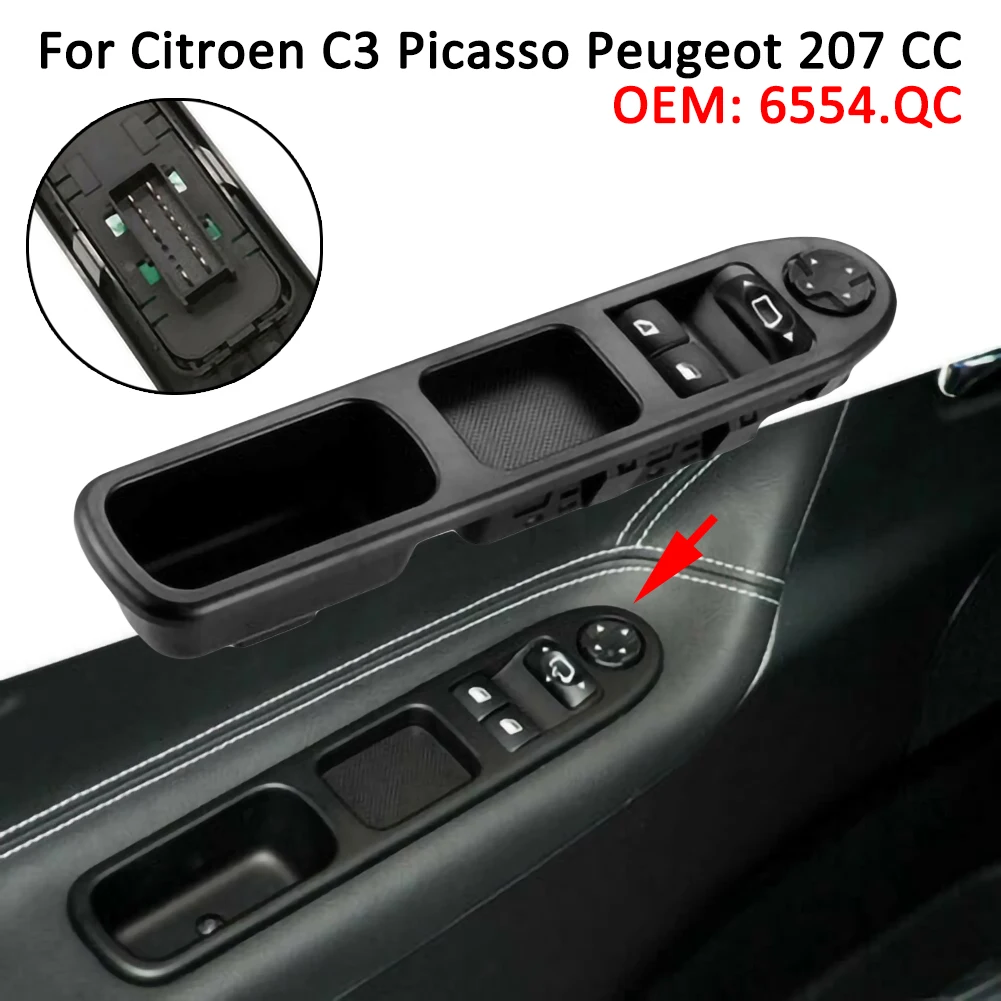 Переключатель управления электрическим окном для Citroen C3 Picasso Peugeot 207 CC 6554.QC |