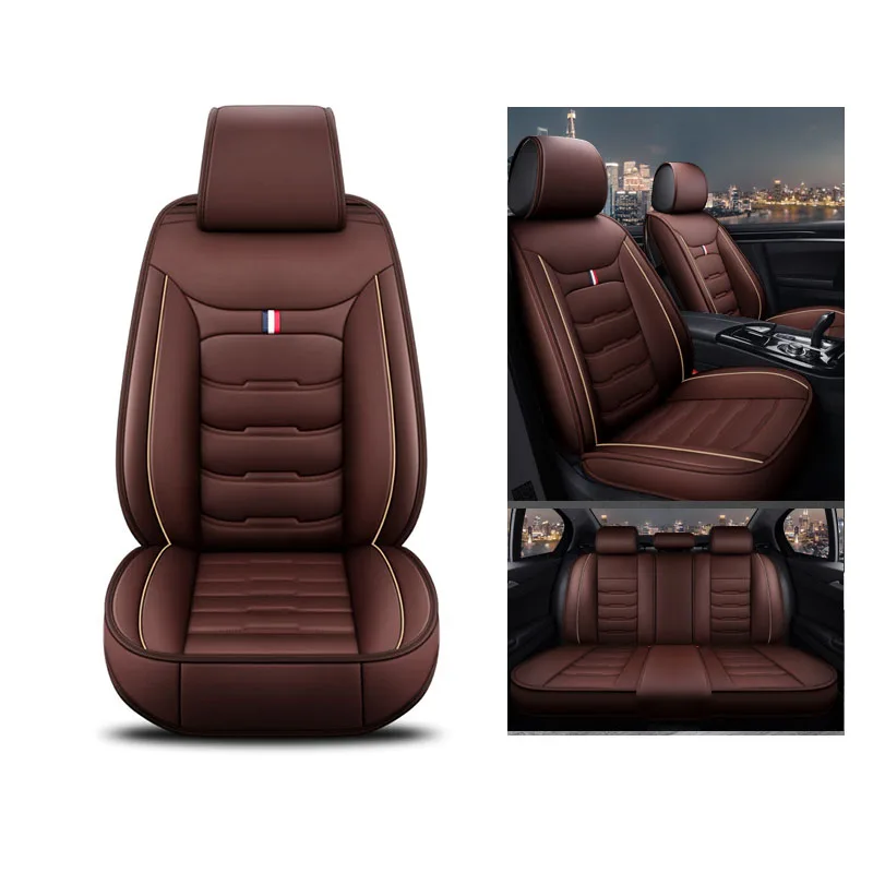Coffee color KANGLIDA Новая мода PU кожа полный автомобильные чехлы для сидений Универсальный подходит для большинства автомобилей-Стайлинг черное сиденье покрывало для автомобильного сиденья протектор - Название цвета: Coffee color