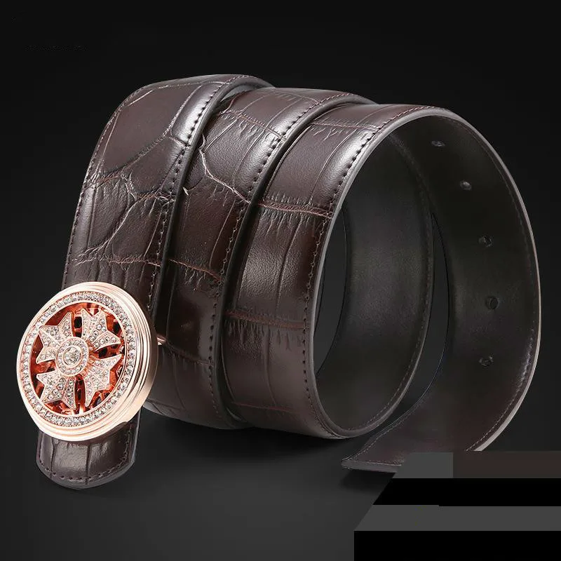 Мужской ремень из натуральной кожи с автоматической металлической