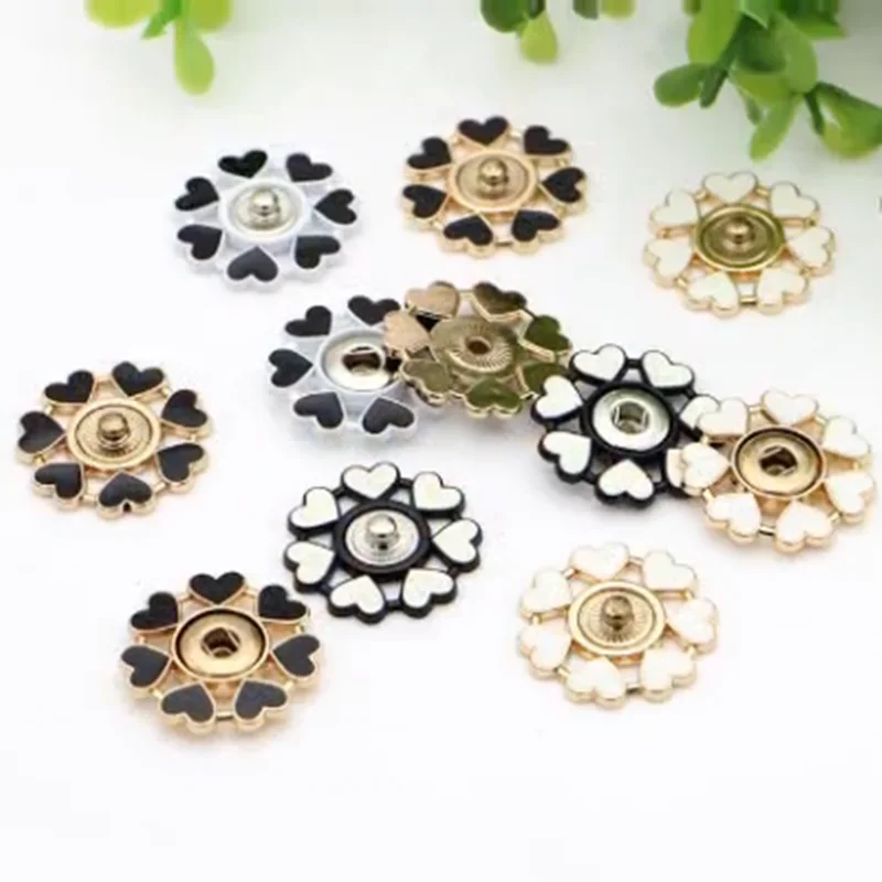 Meetee 5sets 21/25mm Metal Snap Button Heart Shape Flower Invisible Coat Buttons DIY Shirt Garment Sewing Decorative Accessory | Дом и сад