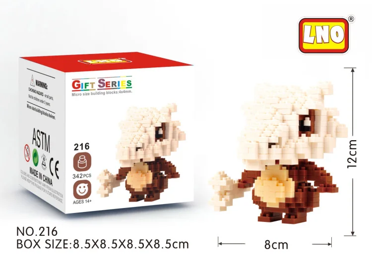 216 without box LNO, алмазные блоки, фигурки, каваи, 3D, Пикачу, японское аниме, мультфильм, пластиковые строительные кирпичи, игра, сделай сам, модель, обучающие игрушки - Цвет: 216 without box