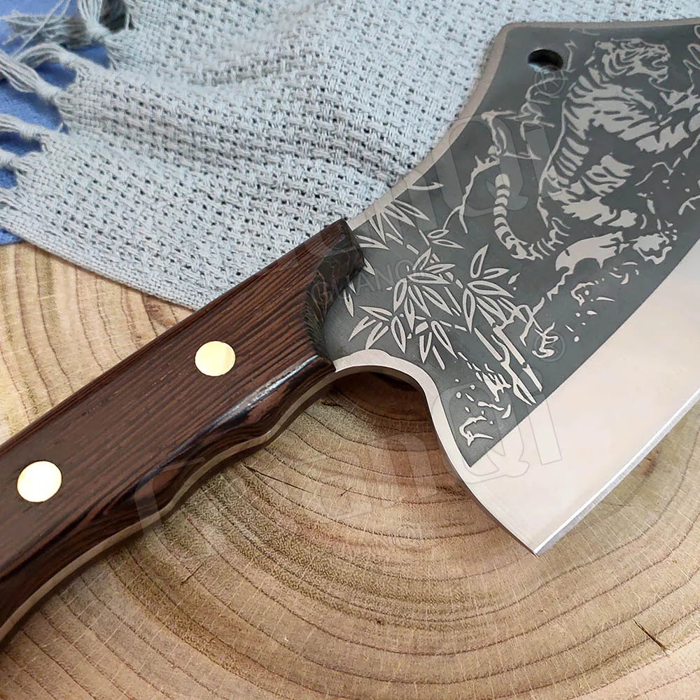 8 дюймов Нержавеющая сталь мясника Ножи убоя Рыбалка ручной работы Кливер