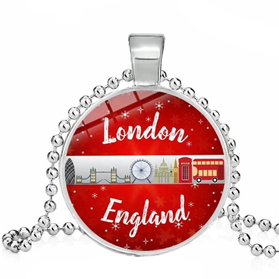 Vintage Red London Bus Necklaces Retro Pattern Glass Dome Pendants Necklace Love Peace Collar Jewelry | Украшения и аксессуары