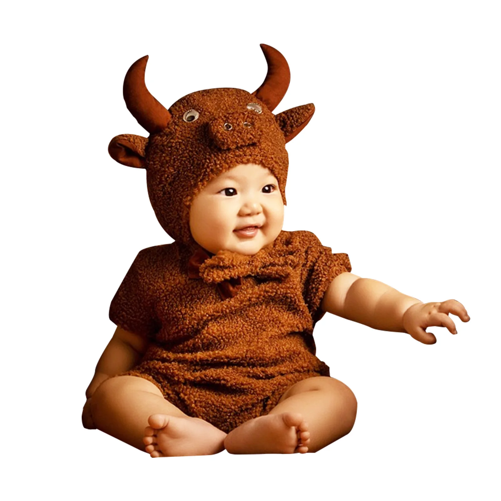

Girl Boy OX Year Newborn Clothing Baby Photography Props Set Gift 3-6months Jumpsuit Hat Studio Fleece Soft Pose Cute