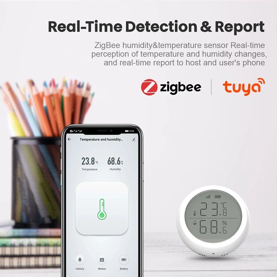 Датчик температуры и влажности AVATTO Tuya ZigBee датчик светодиодный ным экраном
