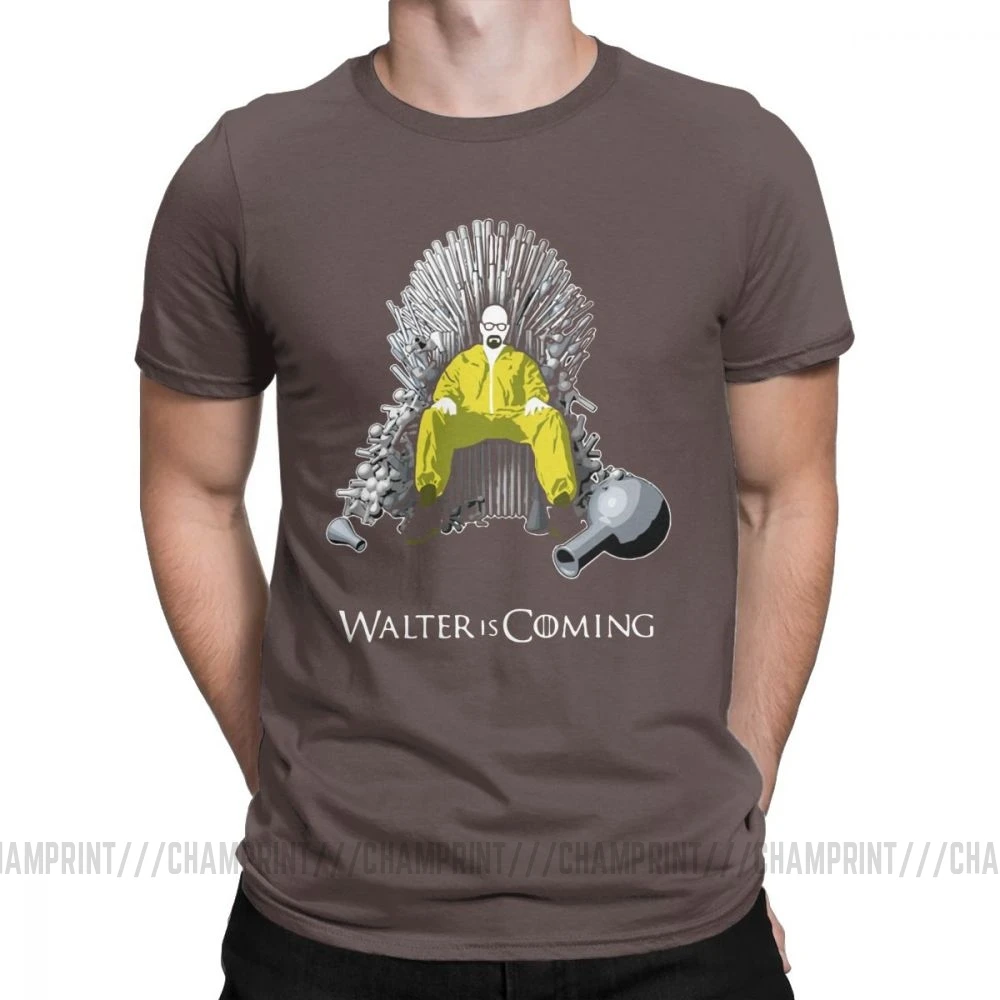 Walter Is Coming Breaking Bad X Game Of Thrones мужские Футболки Уличная хлопковая футболка с короткими рукавами классическая одежда - Цвет: Коричневый