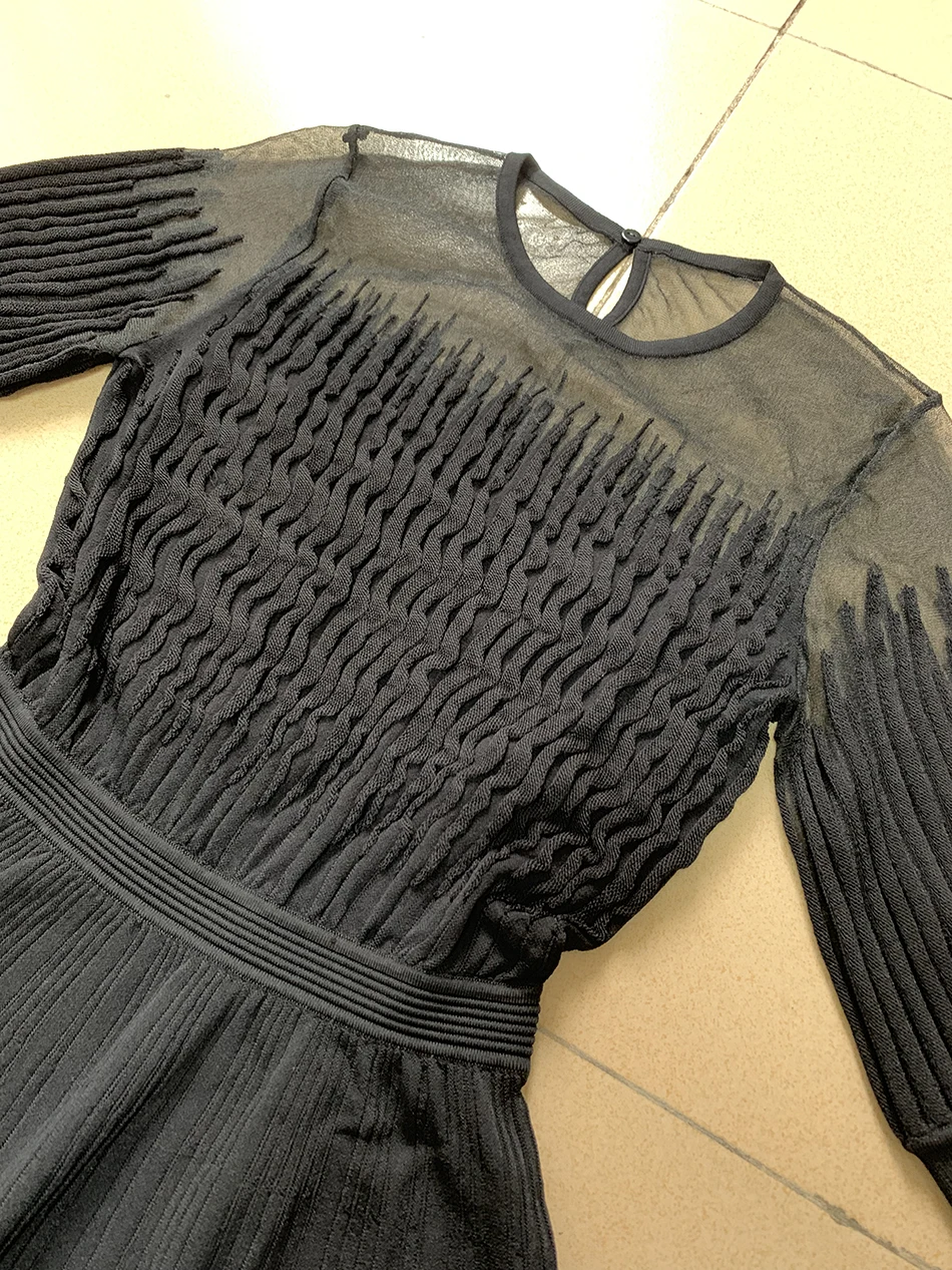 

2020 New Summer Women's Elegant Black Dress Sexy Mesh Draped Short Sleeve Dress Vestidos Celebrity Club Evening Party Dress