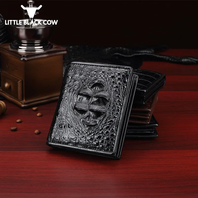 Роскошный брендовый мужской кошелек из крокодиловой кожи удобный деловой с