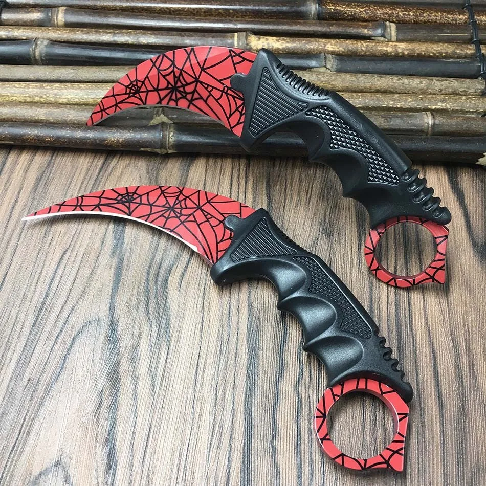 

Karambit Knife CS GO Counter Strike claw tactical survival TiNeck Knife Sheath Real game Knife rainbow camping fix blade knife
