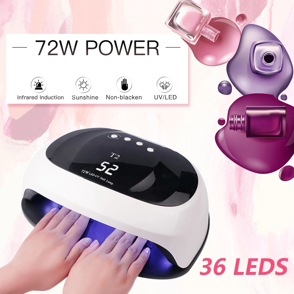 Сушилка для нейл-арта 72 Вт мощная УФ умная лампа светодиодный Гель-лак