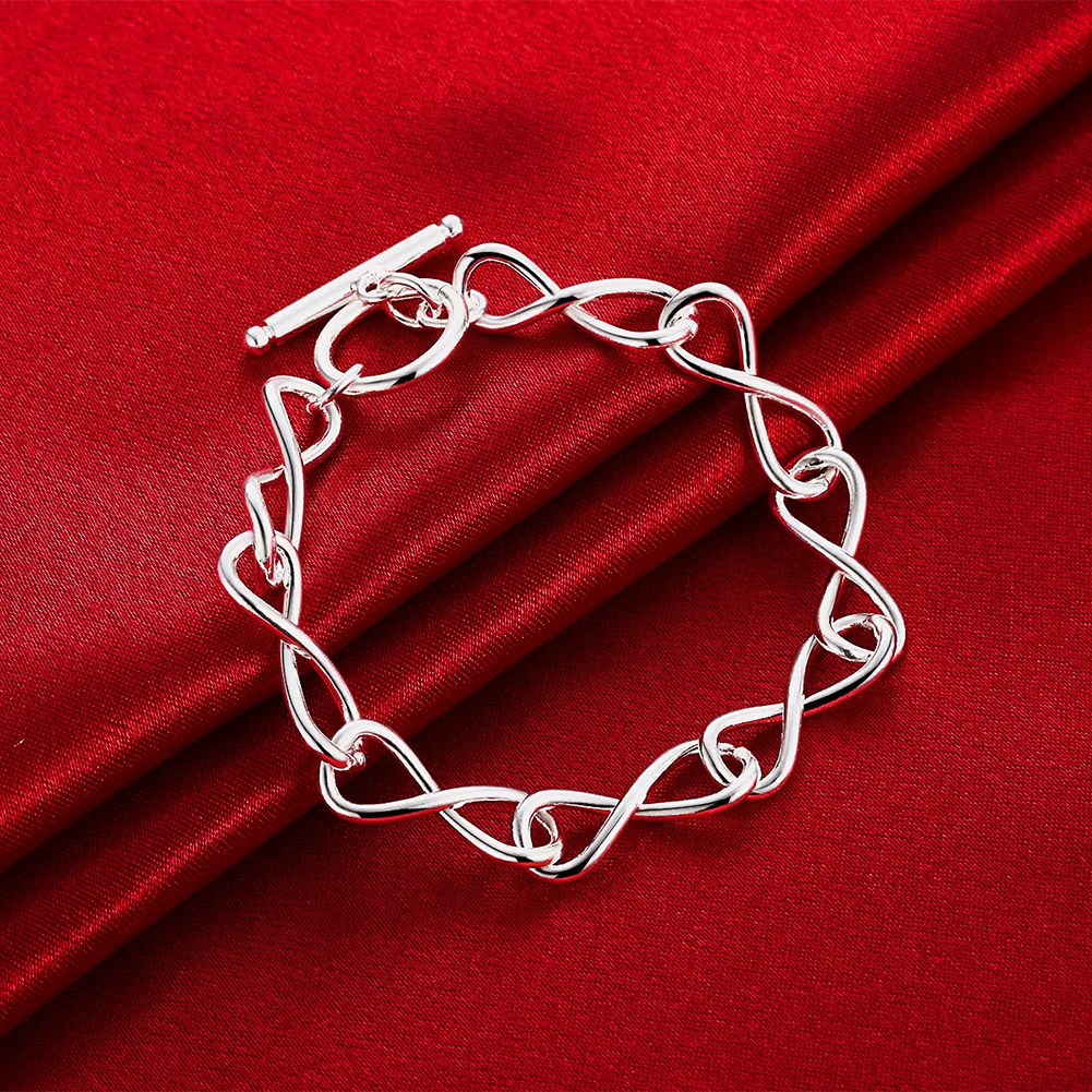 

Fine 925 Sterling Silver twisted circle 8 style shape Bracelet For Women luxury fashion party Wedding Jewelry lovers gift