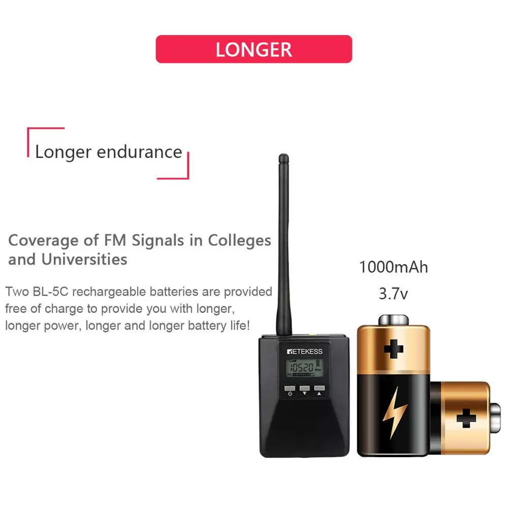Портативный FM передатчик Retekess TR506 для церкви экскурсоводства одновременный
