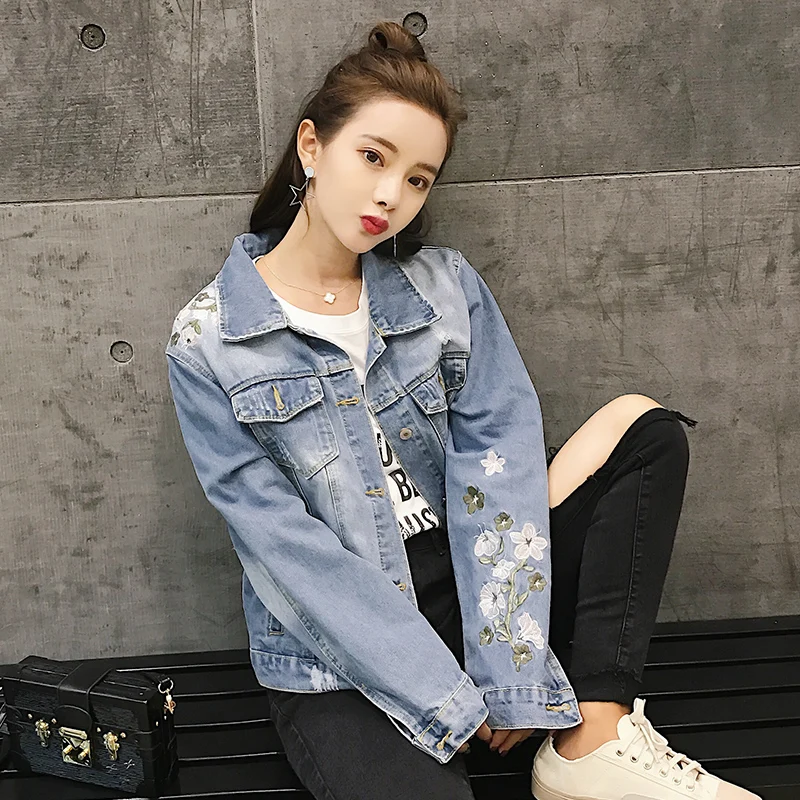 Женская джинсовая куртка большого размера Повседневная Свободная Базовая с