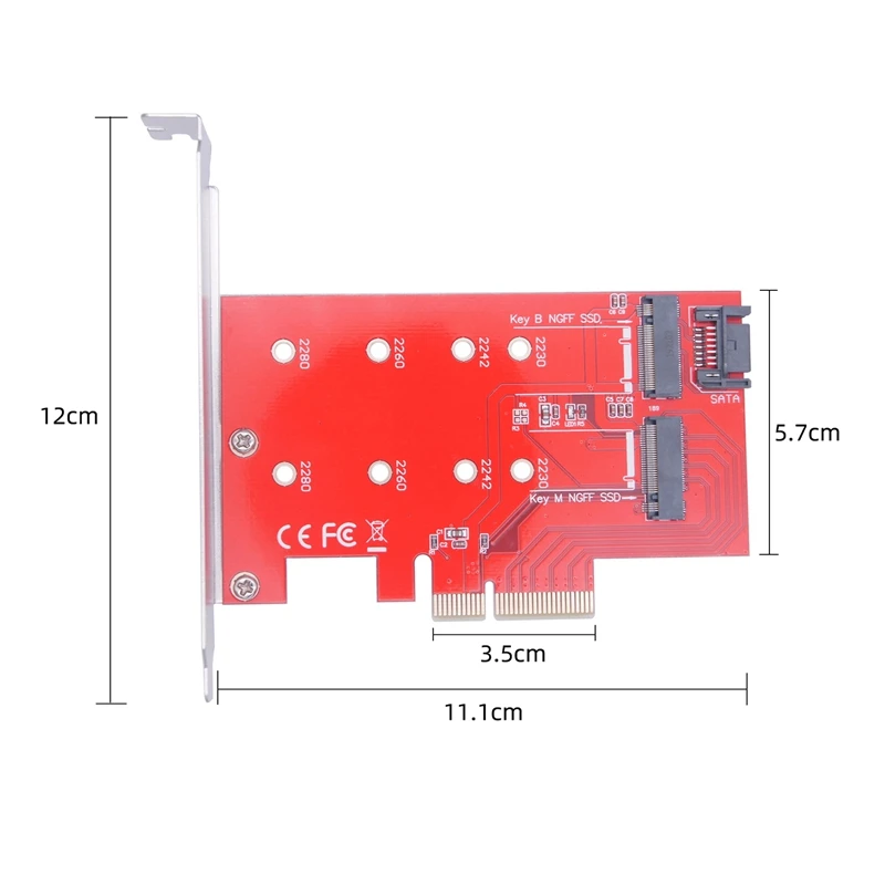 

M.2 NVME NGFF to PCI-E X4 Adapter Card M Key+B Key Expansion Card for 2230/2242/2260/2280 SSD