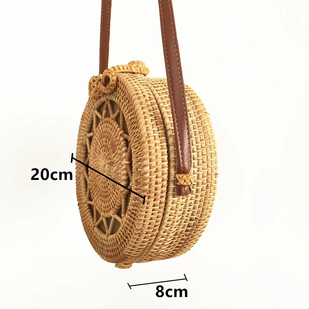 

5pcs Wholesale Rattan Bags Handbags For Women 2019 Bali Bohemian Summer Beach Strap Bag Shoulder Crossbody Round Straw Bag