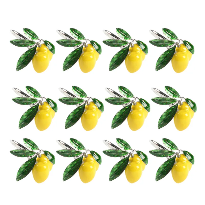 

12Pcs Hotel Table Decoration Lemon Napkin Buckle Fruit Napkin Ring Paper Towel Ring