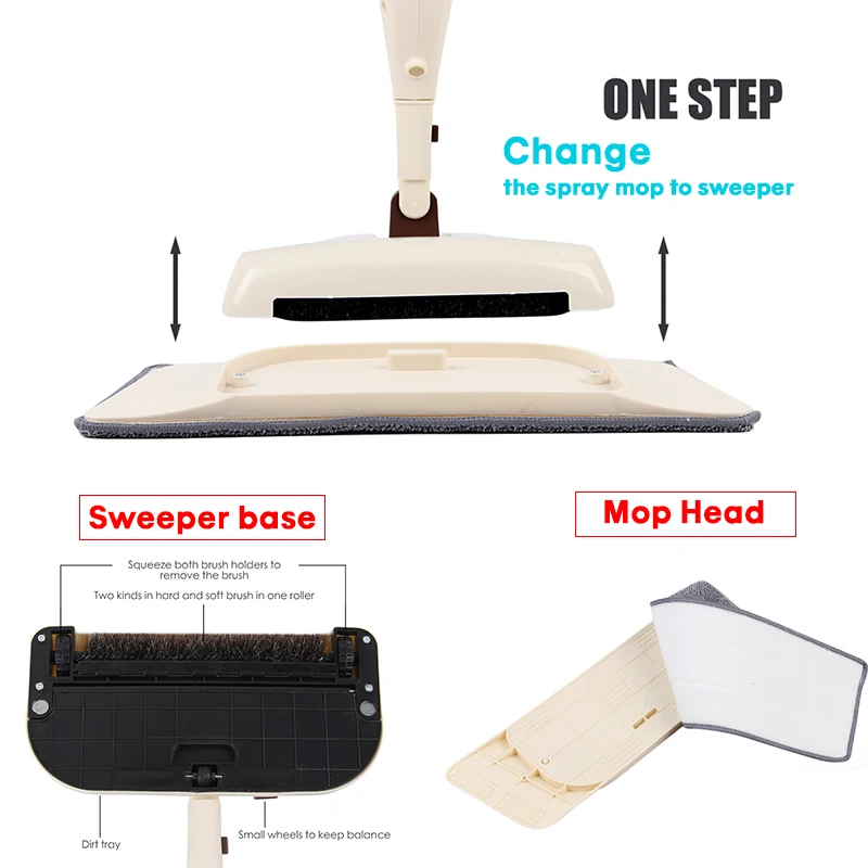 

Mop with Sprayer 3 in 1 Magic Wash Floor Cleaning Brooms Hardwood Wet Mop Spin Floor Cloth Microfiber Home Kitchen Products Mopa