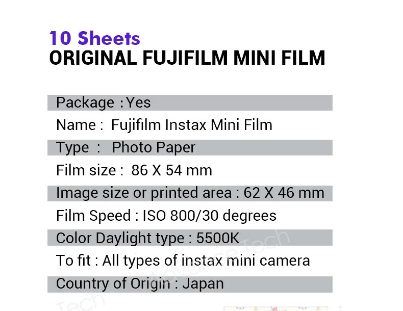 Подлинная Fuji Fujifilm Instax Mini Фильм Алиса фотобумага 10 шт. для 9 8 7s 50s 50i 90 25 dw поделиться SP-1 SP-2 мгновенной камеры