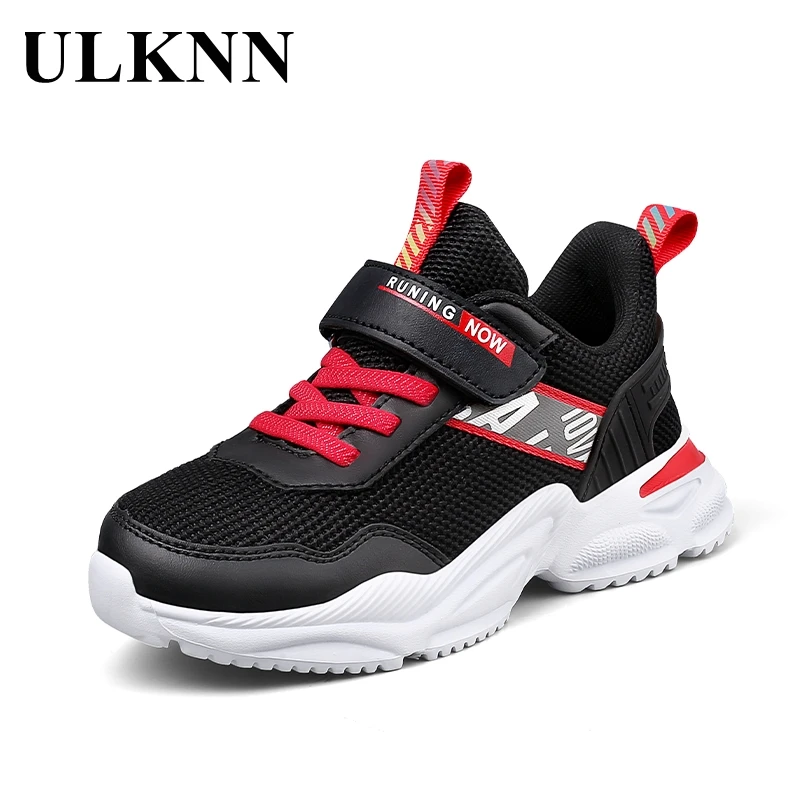 

ULKNN Kids Running Shoes Black Sneaker For Boys Breathable Hook And Loop Boy Child Sneaker Fashion Children Casual Shoes Boys