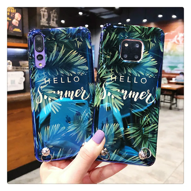 Милый чехол для телефона с растительным листом и цепочкой для samsung S10 s9 s8 plus s10e lite note9 NOTE8 A8S A9S note10 plus pro
