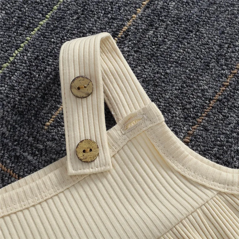 Летний модный ребристый комбинезон для маленьких девочек однотонные