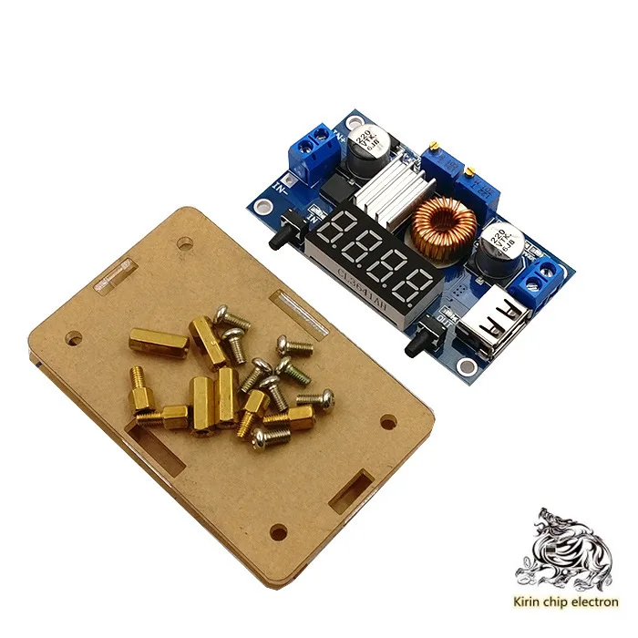 

1 шт./лот с чехлом, 5 А, постоянный ток, понижающий модуль с индикатором напряжения и силы тока