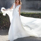 Богемное пляжное платье в стиле бохо 2021, простое свадебное платье с V-образным вырезом, ТРАПЕЦИЕВИДНОЕ шифоновое свадебное платье до пола