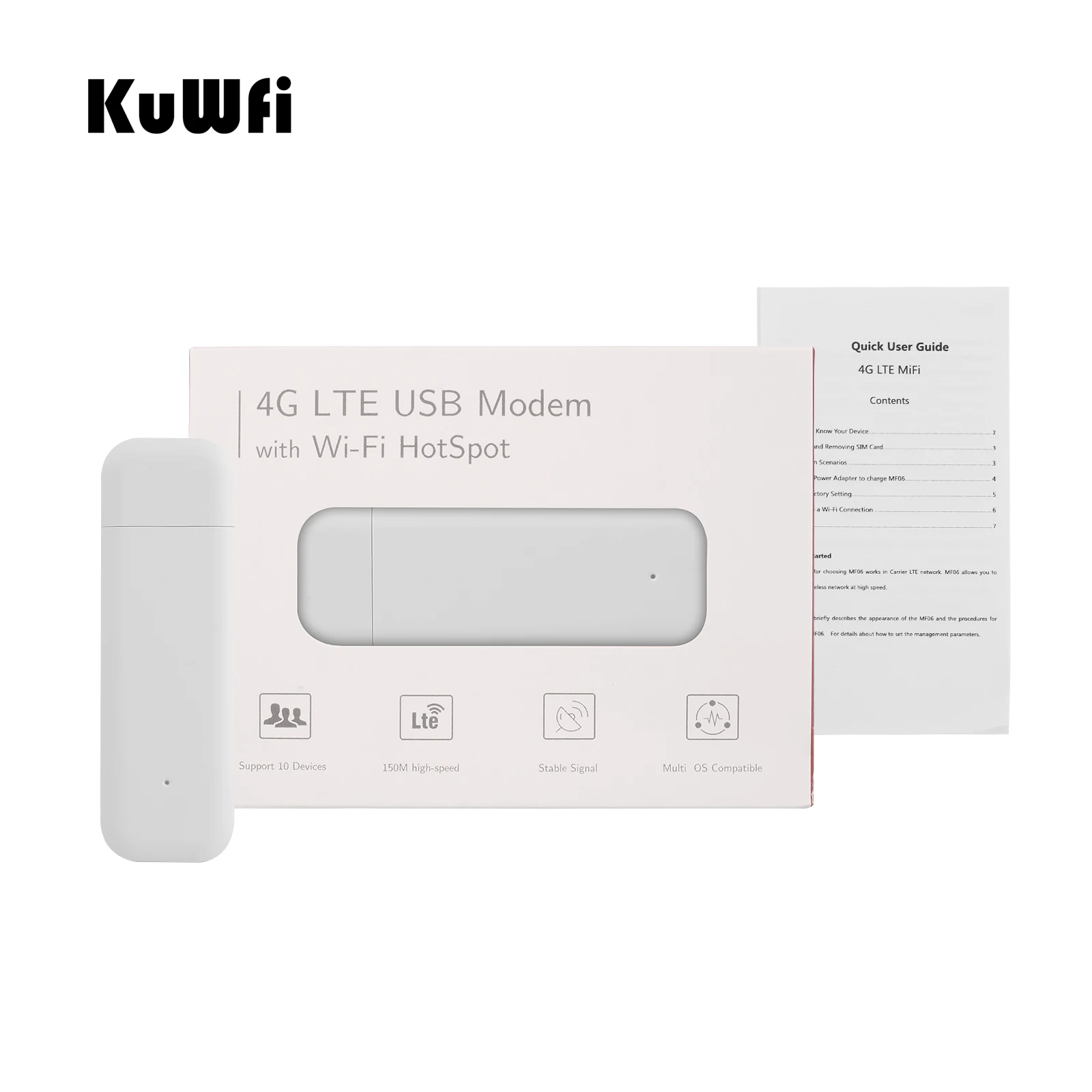 KuWFi 4G USB модем 150 Мбит/с маршрутизатор WiFi ключ автомобильный мобильный