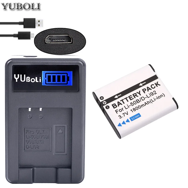 charger and 1battery Li50b Li-50B LI50B li ion аккумулятор 50B Батарея+ USB Зарядное устройство для цифровой камеры OLYMPUS SP 810 800UZ u6010 u6020 u9010 SZ14 SZ16 D755 u1010 SZ30 SZ20 XZ-1 - Цвет: charger and 1battery