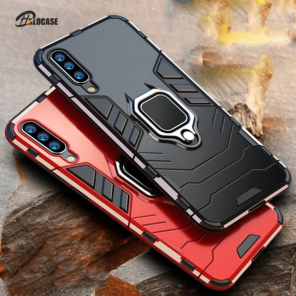 

4 in 1 Case For Samsung Galaxy A70 A50 Case Armor PC Cover TPU Rim Finger Ring Holder Phone Case On For Samsung A50 A 70 Cover