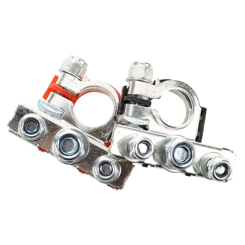 

2pcs Car Black Red Metal 90 Degree Angle Type Battery Terminals Clamps