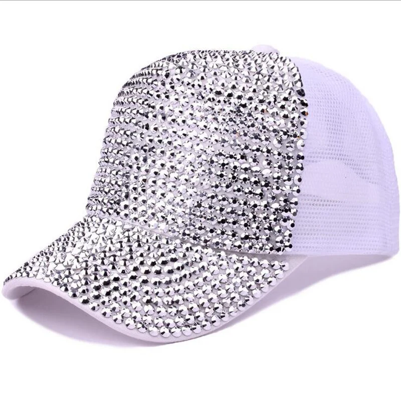 

Rhinestones luxury pearl Sequins Baseball Cap For Women Summer Cotton Hat Girls Snapback Hip hop hat Gorras Casquette Bones