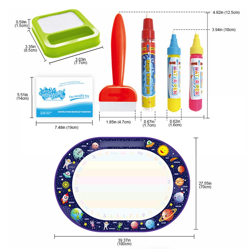 

Planet Design Oval Reusable Water Canvas Writing Graffiti Painting Pad Kids Toy