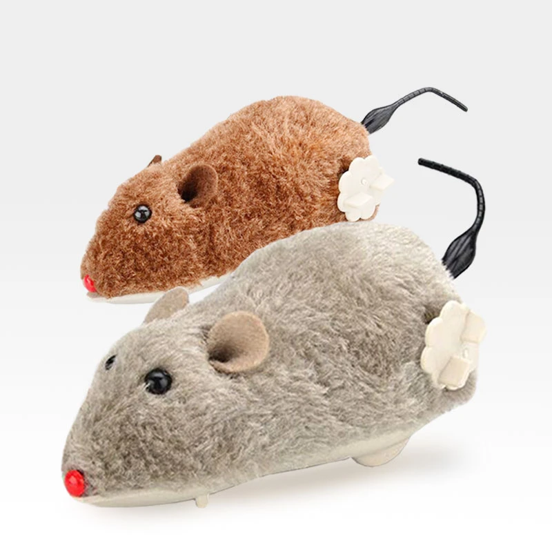 

Hot Simulation Mouse Plush Toy Clockwork Mechanical Mouse Funny Prank Props Interactive Gifts Cats Toys Playing With Pets