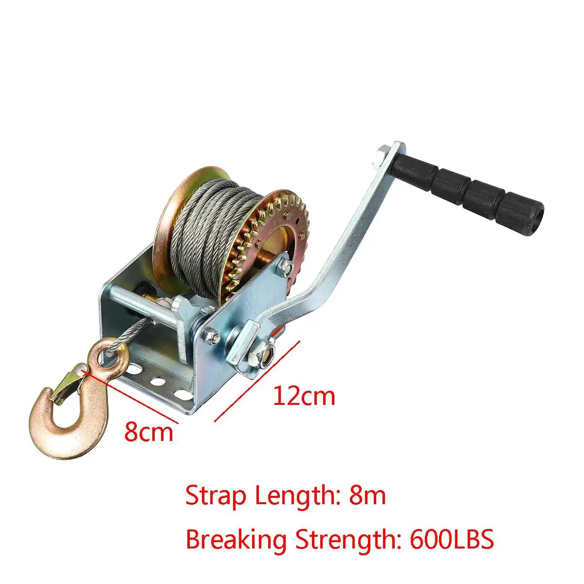 Переносная ручная лебедка для лодок и грузовиков 600 фунтов с лямкой ручной