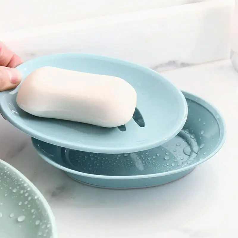 Bathroom Soap Dish Box Simple Design Double Layer Sponge Holder blue | Дом и сад