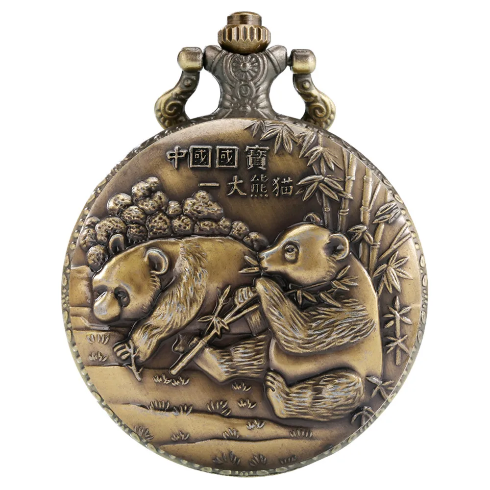 Редкие милые кварцевые карманные часы с изображением панды сувенирная коллекция